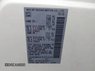 2017 Nissan Pathfinder SV with VIN 5N1DR2MN3HC625541, listed as a IAAI auction lot 42372722 with 225,329 mi miles and . Bid and sale history available at DreamBid. Image 9.