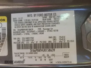 2018 Ford Fusion Titanium с VIN 3FA6P0K94JR158639, выставлен на аукционе Copart как лот 49331265 с пробегом 97 782 миль миль и Списание • Salvage title. История ставок и продаж доступна на DreamBid. Изображение 12.