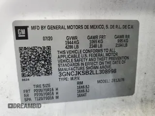 2020 Chevrolet Trax LS with VIN 3GNCJKSB2LL308998, listed as a Copart auction lot 63072775 with 99,702 mi miles and Clean title. Bid and sale history available at DreamBid. Image 13.