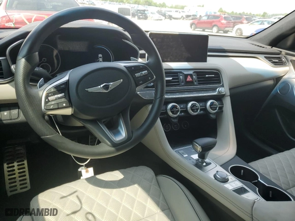 2022 Genesis G70 3.3T with VIN KMTG54TE6NU087273, listed as a Copart auction lot 59718093 with 17,994 mi miles and Salvage Title. Bid and sale history available at carsss.com. Image 8.