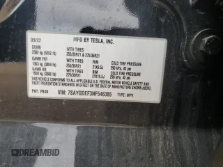 2022 Tesla Model Y Performance with VIN 7SAYGDEF3NF546385, listed as a Copart auction lot 83784984 with 30,769 mi miles and Salvage Title. Bid and sale history available at DreamBid. Image 13.