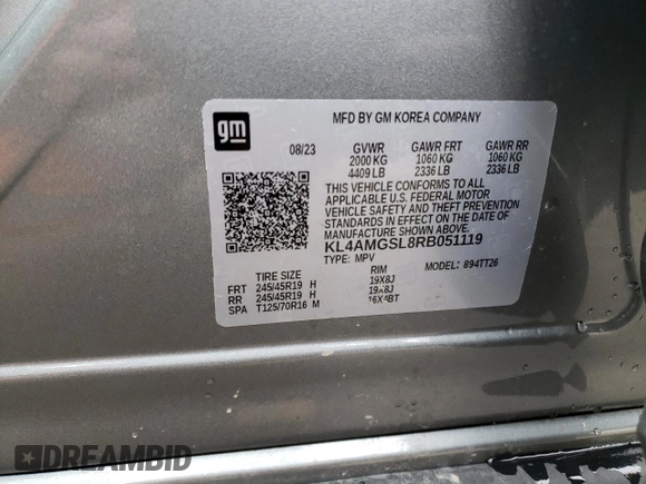 2024 Buick Encore GX Avenir with VIN KL4AMGSL8RB051119, listed as a Copart auction lot 85080594 with 2,790 mi miles and Salvage title. Bid and sale history available at DreamBid. Image 13.