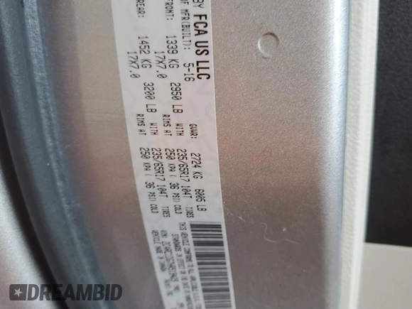 2017 Chrysler Pacifica Touring with VIN 2C4RC1DG7HR519429, listed as a Copart auction lot 60887595 with 109,311 mi miles and Salvage title. Bid and sale history available at DreamBid. Image 13.