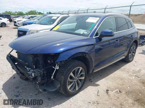 2021 Audi Q5 Premium with VIN WA1AAAFY7M2004975, listed as a IAAI auction lot 42190283 with 56,810 mi miles and . Bid and sale history available at DreamBid. Image 18.