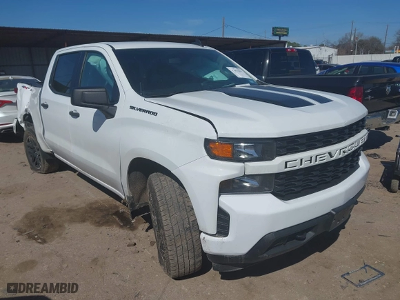 2021 Chevrolet Silverado 1500 Custom with VIN 1GCPYBEK4MZ261632, listed as a IAAI auction lot 41662563 with 50,063 mi miles. Bid and sale history available at carsss.com. Image 1.