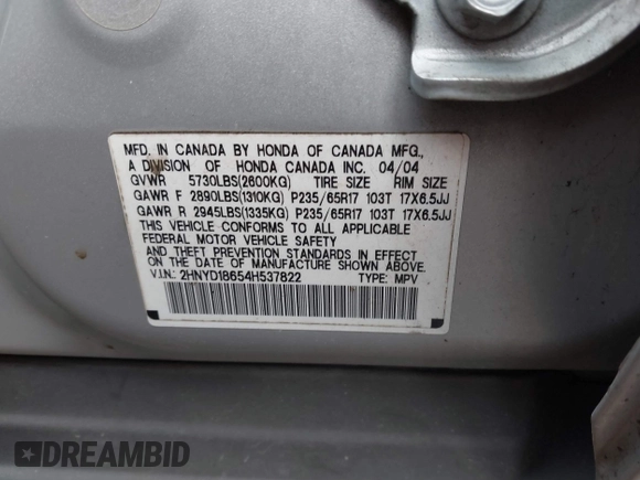 2004 Acura MDX Touring Pkg with VIN 2HNYD18654H537822, listed as a IAAI auction lot 41454534 with 260,567 mi miles. Bid and sale history available at carsss.com. Image 9.