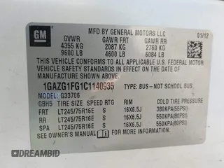 2012 Chevrolet Express Passenger 1LT с VIN 1GAZG1FG1C1140935, выставлен на аукционе IAAI как лот 40887987 с пробегом 362 780 миль миль и . История ставок и продаж доступна на DreamBid. Изображение 9.