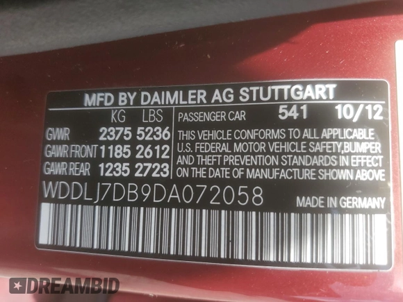 2013 Mercedes-Benz CLS 550 z VIN WDDLJ7DB9DA072058, wystawiony jako Copart lot #62888085 z przebiegiem 128 936 mil mil oraz Szkoda całkowita • Salvage title. Historia ofert i sprzedaży dostępna na DreamBid. Obrazek 12.