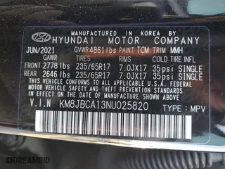 2022 Hyundai Tucson Hybrid Blue with VIN KM8JBCA13NU025820, listed as a Copart auction lot 48681075 with 0 mi miles and Salvage Title. Bid and sale history available at carsss.com. Image 14.