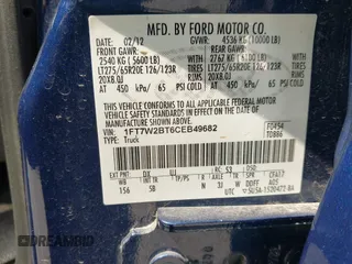 2012 Ford F-250 XL with VIN 1FT7W2BT6CEB49682, listed as a IAAI auction lot 42437060 with 180,587 mi miles and . Bid and sale history available at DreamBid. Image 9.