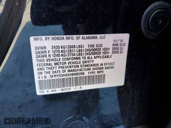 2017 Acura MDX Advance with VIN 5FRYD3H8XHB005396, listed as a Copart auction lot 48414415 with 141,808 mi miles and Salvage title. Bid and sale history available at DreamBid. Image 13.
