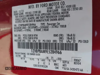 2014 Ford Mustang V6 with VIN 1ZVBP8AM9E5284966, listed as a IAAI auction lot 42440410 with 100,161 mi miles and . Bid and sale history available at DreamBid. Image 9.