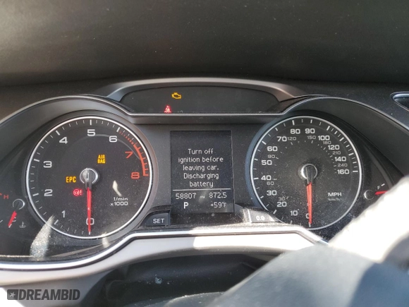 2013 Audi A4 Premium with VIN WAUBFAFL4DA159793, listed as a Copart auction lot 51822465 with 58,807 mi miles and Salvage Title. Bid and sale history available at carsss.com. Image 9.
