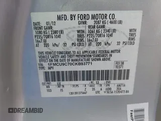 2012 Ford Escape XLS with VIN 1FMCU9C70CKB93771, listed as a IAAI auction lot 41766025 with 151,975 mi miles and . Bid and sale history available at DreamBid. Image 9.