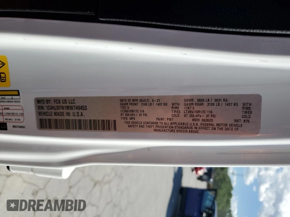 2021 Jeep Wrangler Unlimited Rubicon z VIN 1C4HJXFN1MW749453, wystawiony jako Copart lot #58394975 z przebiegiem 23 394 mil mil oraz Czysty tytuł • Clean title. Historia ofert i sprzedaży dostępna na DreamBid. Obrazek 14.