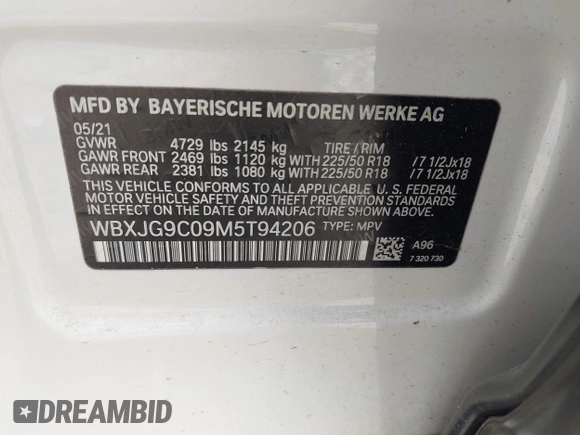 2021 BMW X1 xDrive28i z VIN WBXJG9C09M5T94206, wystawiony jako IAAI lot #42498235 z przebiegiem 62 079 mil mil oraz . Historia ofert i sprzedaży dostępna na DreamBid. Obrazek 9.