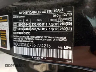 2014 Mercedes-Benz GLK 350 with VIN WDCGG8JB7EG274216, listed as a Copart auction lot 73224294 with 129,250 mi miles and Salvage Title. Bid and sale history available at DreamBid. Image 13.