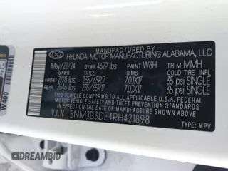 2024 Hyundai Tucson SEL with VIN 5NMJB3DE4RH421898, listed as a IAAI auction lot 41500454 with 25,223 mi miles and . Bid and sale history available at DreamBid. Image 9.