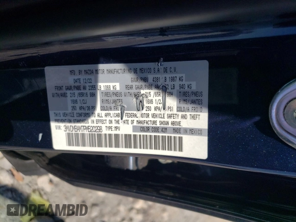2023 Mazda CX-30 S with VIN 3MVDMBAM7PM520298, listed as a Copart auction lot 52251295 with 19,196 mi miles and Salvage Title. Bid and sale history available at carsss.com. Image 12.