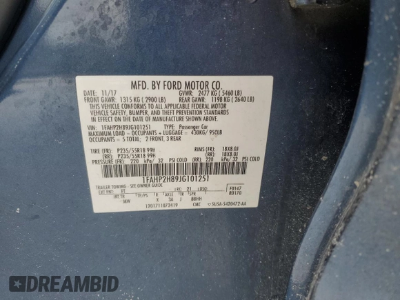2018 Ford Taurus SEL with VIN 1FAHP2H89JG101251, listed as a Copart auction lot 42431205 with 143,992 mi miles and Salvage Title. Bid and sale history available at carsss.com. Image 15.