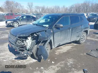 2018 Jeep Compass Trailhawk with VIN 3C4NJDDB5JT458112, listed as a IAAI auction lot 41617567 with 79,612 mi miles and . Bid and sale history available at carsss.com. Image 2.