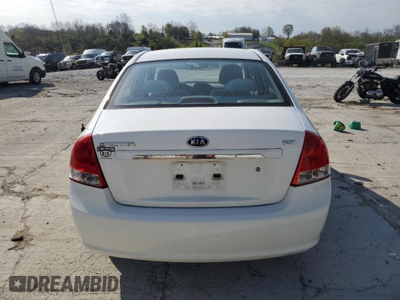 2009 Kia Spectra EX with VIN KNAFE221295654167, listed as a Copart auction lot 53377745 with 131,266 mi miles and Salvage Title. Bid and sale history available at DreamBid. Image 6.