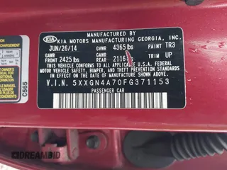 2015 Kia Optima EX с VIN 5XXGN4A70FG371153, выставлен на аукционе IAAI как лот 42219461 с пробегом 168 176 миль миль и . История ставок и продаж доступна на DreamBid. Изображение 9.