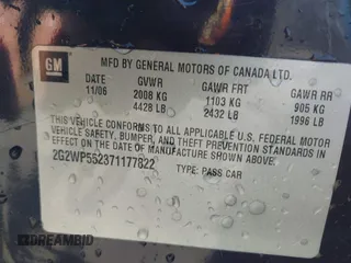 2007 Pontiac Grand Prix z VIN 2G2WP552371177822, wystawiony jako IAAI lot #41802854 z przebiegiem 105 913 mil mil oraz . Historia ofert i sprzedaży dostępna na DreamBid. Obrazek 9.
