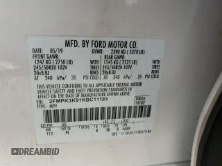 2019 Ford Edge Titanium z VIN 2FMPK3K91KBC11193, wystawiony jako Copart lot #53717475 z przebiegiem 31 599 mil mil oraz Szkoda całkowita • Salvage title. Historia ofert i sprzedaży dostępna na DreamBid. Obrazek 14.