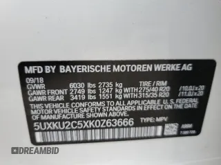 2019 BMW X6 xDrive35i with VIN 5UXKU2C5XK0Z63666, listed as a Copart auction lot 44423703 with 50,800 mi miles. Bid and sale history available at carsss.com. Image 15.