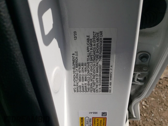 2024 Acura Integra w/A-Spec Package with VIN 19UDE4H35RA022657, listed as a Copart auction lot 55964735 with 16,743 mi miles and Salvage title. Bid and sale history available at DreamBid. Image 12.