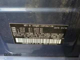 2019 Subaru Legacy Limited with VIN 4S3BNAN69K3023257, listed as a Copart auction lot 41904253 with 0 mi miles. Bid and sale history available at carsss.com. Image 12.
