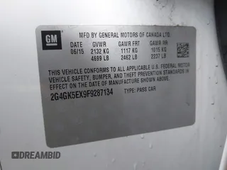2015 Buick Regal с VIN 2G4GK5EX9F9287134, выставлен на аукционе IAAI как лот 41623322 с пробегом 74 881 миль миль и . История ставок и продаж доступна на DreamBid. Изображение 9.