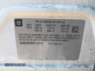 2013 Buick LaCrosse Leather with VIN 1G4GC5E3XDF158284, listed as a IAAI auction lot 41464830 with 193,583 mi miles. Bid and sale history available at carsss.com. Image 9.