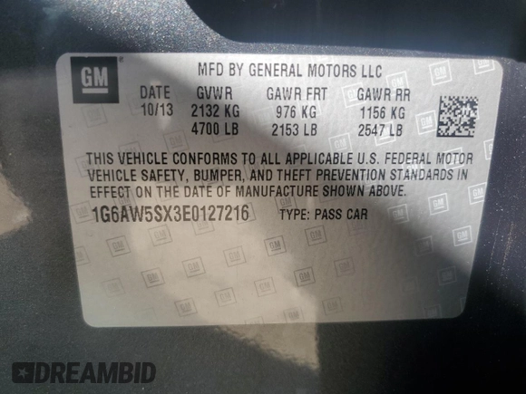 2014 Cadillac CTS AWD with VIN 1G6AW5SX3E0127216, listed as a Copart auction lot 50240125 with 93,353 mi miles and Salvage title. Bid and sale history available at DreamBid. Image 12.