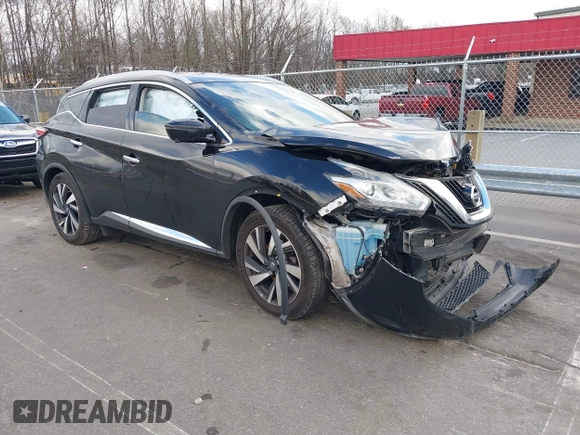 2017 Nissan Murano Platinum z VIN 5N1AZ2MH1HN186471, wystawiony jako IAAI lot #41233284 z przebiegiem 135 135 mil mil oraz . Historia ofert i sprzedaży dostępna na DreamBid. Obrazek 1.