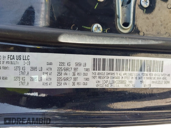 2019 Jeep Cherokee Latitude Plus with VIN 1C4PJLLB0KD358852, listed as a IAAI auction lot 41794999 with 112,667 mi miles. Bid and sale history available at carsss.com. Image 9.