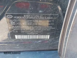 2012 Hyundai Sonata GLS with VIN 5NPEB4AC5CH345547, listed as a IAAI auction lot 41761392 with 229,608 mi miles. Bid and sale history available at carsss.com. Image 9.