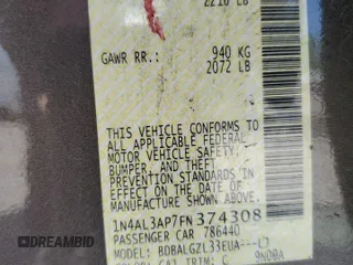 2015 Nissan Altima 2.5 S with VIN 1N4AL3AP7FN374308, listed as a Copart auction lot 53698935 with 62,126 mi miles and Salvage Title. Bid and sale history available at carsss.com. Image 12.