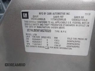 2010 GMC Terrain SLE-1 with VIN 2CTALBEW1A6276320, listed as a IAAI auction lot 41978199 with 112,078 mi miles. Bid and sale history available at carsss.com. Image 9.