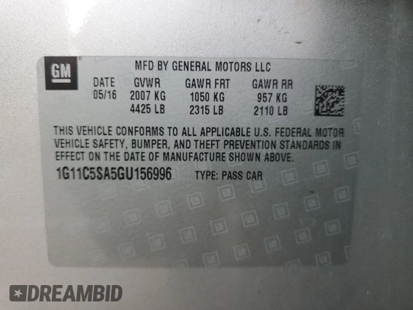 2016 Chevrolet Malibu Limited LT with VIN 1G11C5SA5GU156996, listed as a Copart auction lot 77600324 with 164,487 mi miles and Clean Title. Bid and sale history available at carsss.com. Image 12.