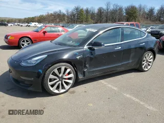 2019 Tesla Model 3 Long Range with VIN 5YJ3E1EB6KF392727, listed as a Copart auction lot 53343735 with 55,196 mi miles and Salvage Title. Bid and sale history available at DreamBid. Image 1.
