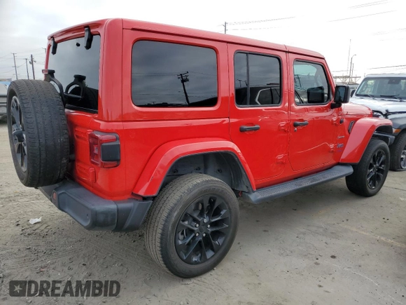 2021 Jeep Wrangler Unlimited Sahara with VIN 1C4JJXP64MW766076, listed as a Copart auction lot 63644955 with 92,421 mi miles and Salvage title. Bid and sale history available at DreamBid. Image 3.