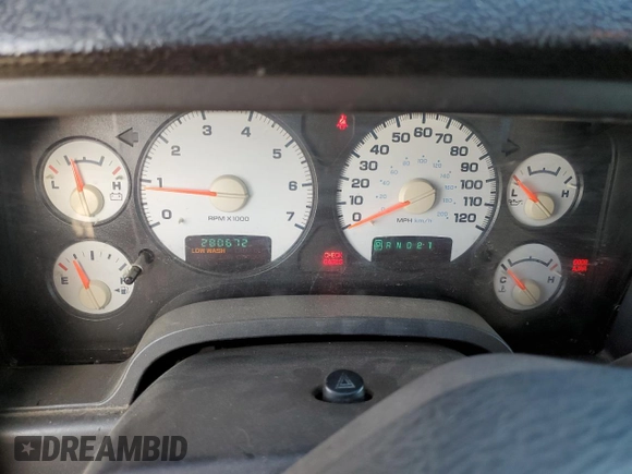 2002 Dodge 1500 z VIN 3D7HA18N82G156720, wystawiony jako Copart lot #54213595 z przebiegiem 280 672 mil mil oraz Szkoda całkowita • Salvage title. Historia ofert i sprzedaży dostępna na DreamBid. Obrazek 9.