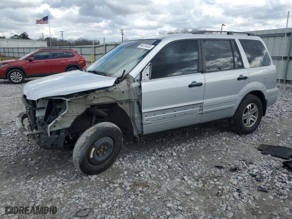 2004 Honda Pilot EX with VIN 2HKYF18574H586714, listed as a Copart auction lot 44374205 with 0 mi miles and Salvage Title. Bid and sale history available at carsss.com. Image 1.