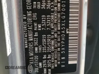 2020 Kia Sorento EX with VIN 5XYPHDA5XLG700163, listed as a Copart auction lot 51368595 with 47,359 mi miles and Salvage Title. Bid and sale history available at DreamBid. Image 13.