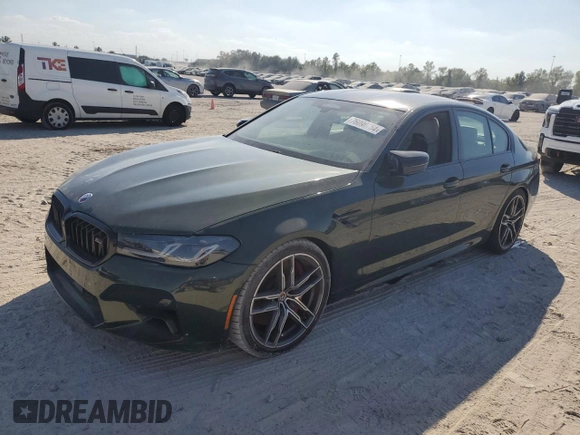 2023 BMW M5 with VIN WBS83CH04PCL77304, listed as a Copart auction lot 76096754 with 0 mi miles and Non Repairable. Bid and sale history available at carsss.com. Image 1.