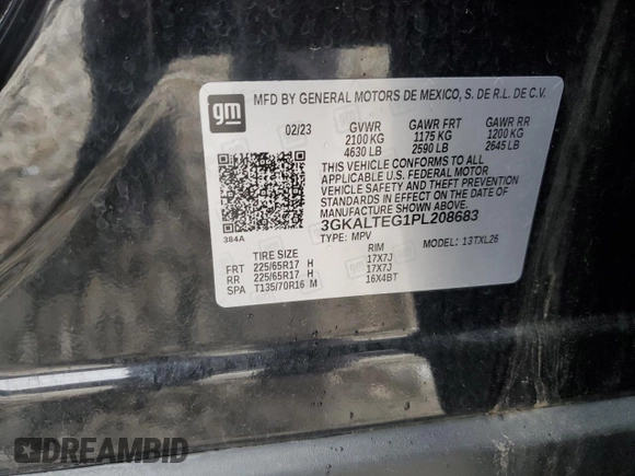 2023 GMC Terrain SLE с VIN 3GKALTEG1PL208683, выставлен на аукционе Copart как лот 52175945 с пробегом 23 738 миль миль и Чистый • Clean title. История ставок и продаж доступна на DreamBid. Изображение 13.