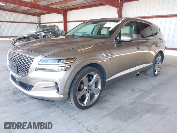 2021 Genesis GV80 with VIN KMUHCESC5MU031187, listed as a IAAI auction lot 42003804 with 65,909 mi miles and . Bid and sale history available at DreamBid. Image 2.