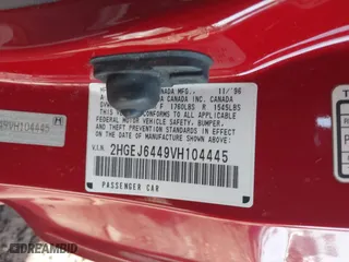 1997 Honda Civic DX with VIN 2HGEJ6449VH104445, listed as a IAAI auction lot 41886646 with 216,780 mi miles. Bid and sale history available at carsss.com. Image 9.